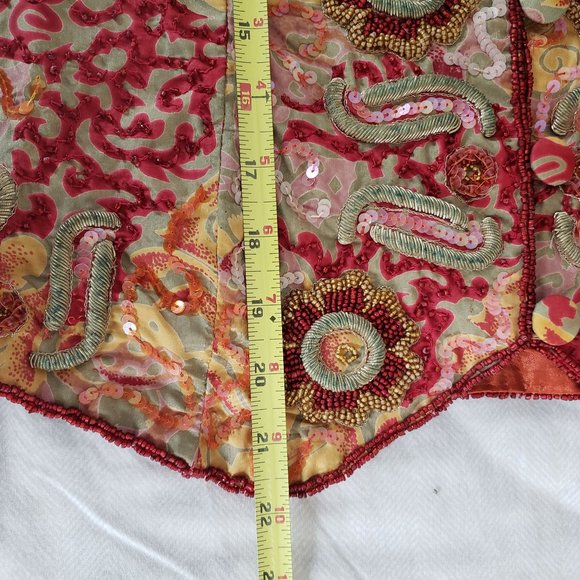 Vintage Class Silk Trousers with Embroidered Beaded Vest Set Sz14 - Picture 11 of 15